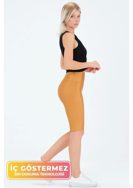 Enenstyle Fashıon Boutıque Yeni Sezon Özel Üretim Toparlayıcı Yüksek Bel Parlak Kumaş Iç Göstermeyen Dizüstü Spor Tayt