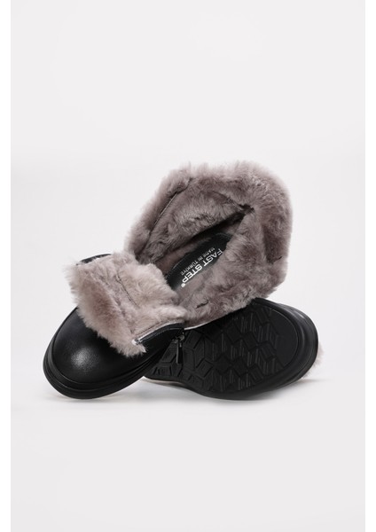 Hakiki Deri Kürklü Kadın Klasik Bot 411KZA995