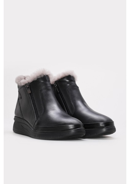 Hakiki Deri Kürklü Kadın Klasik Bot 411KZA995