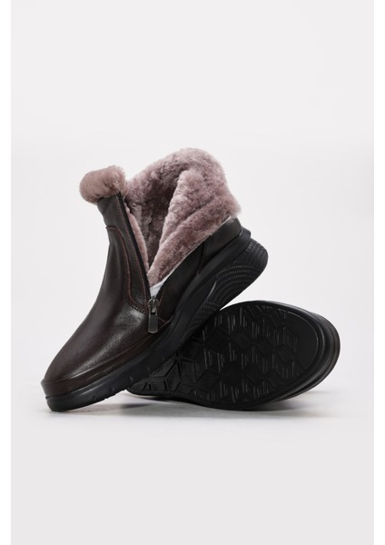 Hakiki Deri Kürklü Kadın Klasik Bot 411KZA995