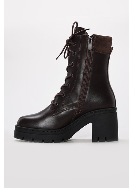 Hakiki Deri Kürklü Kadın Kalın Topuklu Bot 916KZA3866