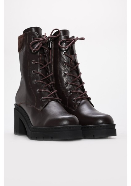 Hakiki Deri Kürklü Kadın Kalın Topuklu Bot 916KZA3866