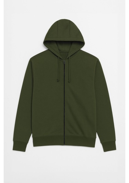 Erkek Fermuarlı Kapüşonlu Içi Polarlı Haki Sweatshirt indirimleri