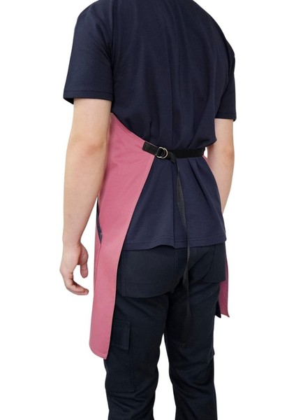 Tokalı Biye Cepli Boydan Önlük Pembe