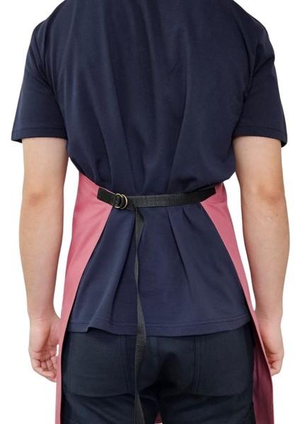 Tokalı Biye Cepli Boydan Önlük Pembe