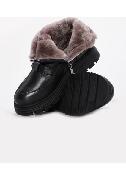 Hakiki Deri Kürklü Kadın Klasik Bot 217KZA789-34