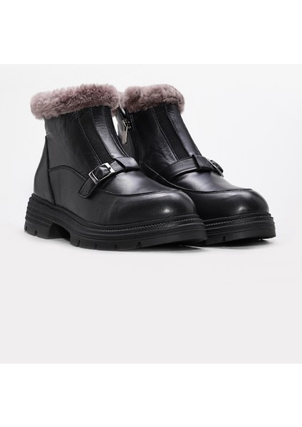 Hakiki Deri Kürklü Kadın Klasik Bot 217KZA789-34