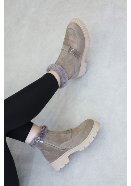 Hakiki Deri Kürklü Kadın Klasik Bot 217KZA789-34