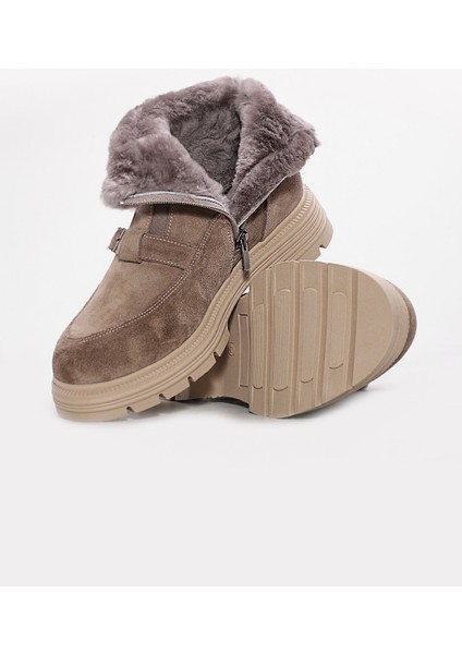 Hakiki Deri Kürklü Kadın Klasik Bot 217KZA789-34