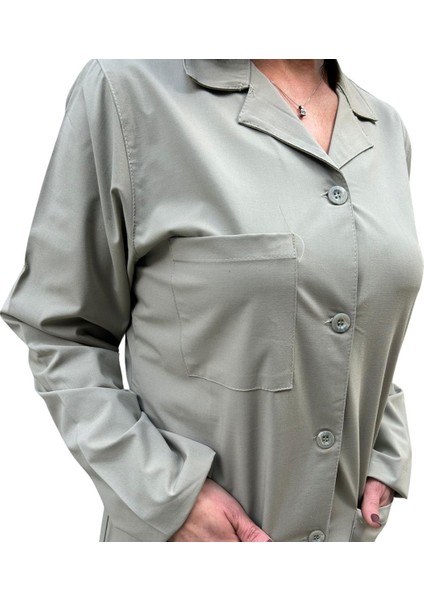 Kadın Doktor Önlüğü Apaj Yaka Bej