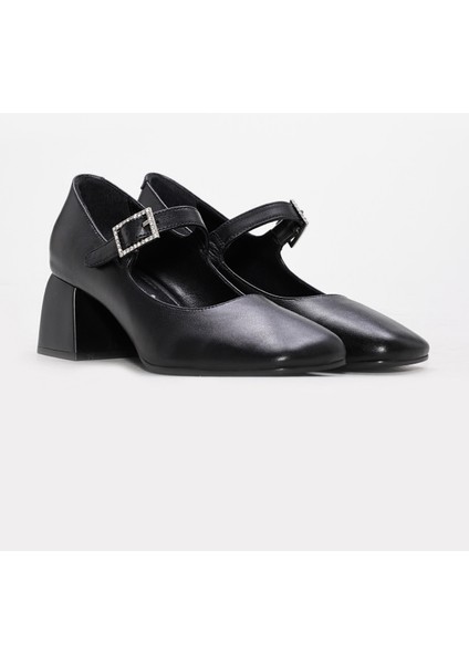 Hakiki Deri Kadın Kalın Topuklu Ayakkabı 010ZA8714