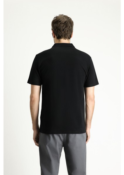 Cepli Polo Yaka Regular Fit Nakışlı Pamuk Tişört