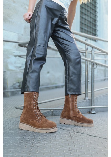 Hakiki Deri Kürklü Kadın Klasik Bot 657KZA2504