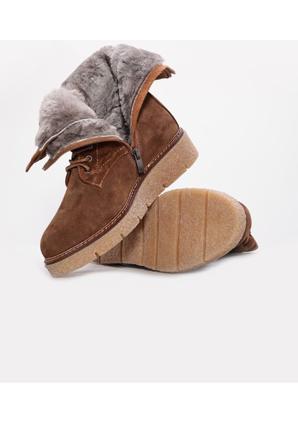 Hakiki Deri Kürklü Kadın Klasik Bot 657KZA2504