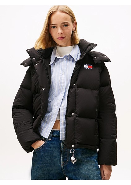 Tjw Alaska Grid Kuş Tüyü Kadın Siyah Ceket DW0DW21623BDS