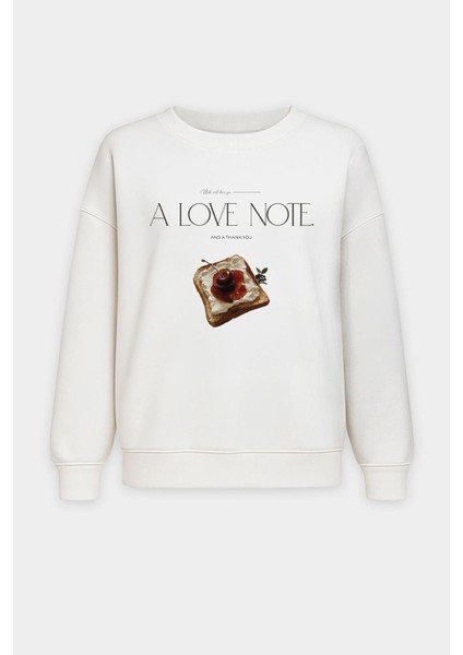 Kadın Içi Şardonlu Oversize Baskılı Sweatshirt