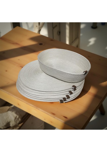 7 Parça Krem Jüt Supla / Amerikan Servis Lux Sunum Tabak Altlığı fiyatları