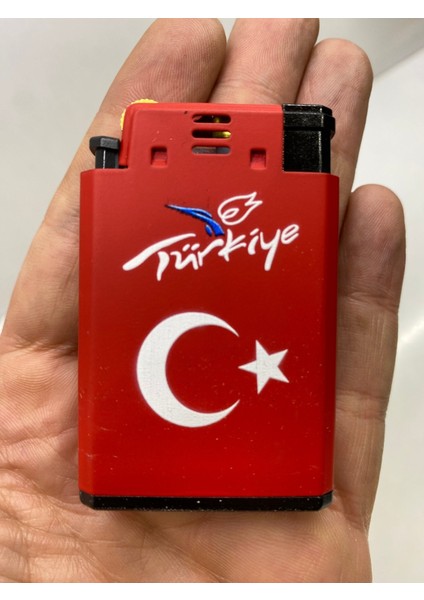 Mat Kırmızı Türk Bayraklı Çift Sistem Jet Çakmak modelleri