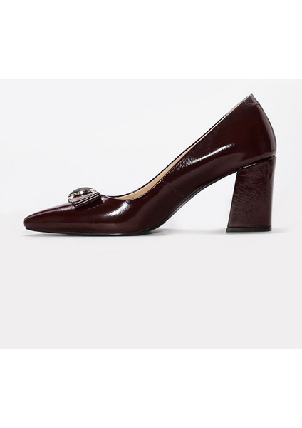 Hakiki Deri Kadın Kalın Topuklu Ayakkabı 215ZA3164