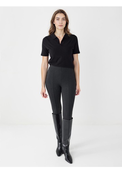 Antrasit Dar Paça Yüksek Bel Dar Kesim Örme Tayt