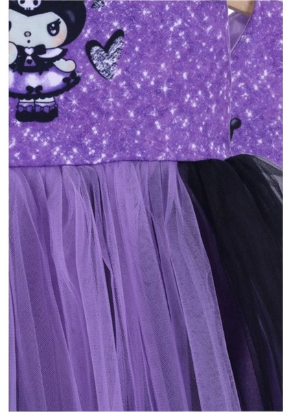 Kuromi Baskılı TaçlI Çantalı Kız Elbise 3/10 Yaş