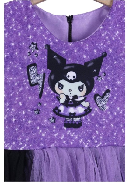 Kuromi Baskılı TaçlI Çantalı Kız Elbise 3/10 Yaş
