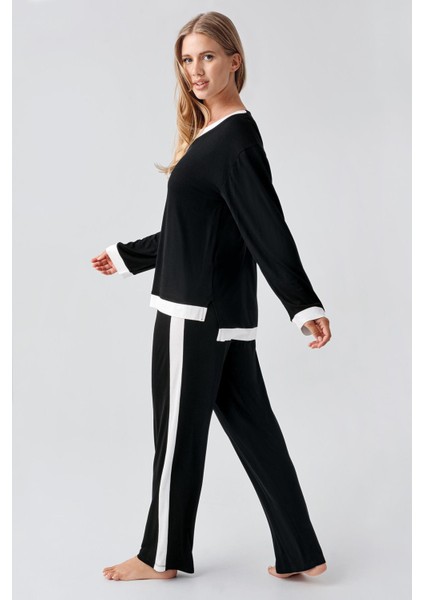 Uzun Kollu Basic Esnek Viskoz Pijama Takım 18209 modelleri