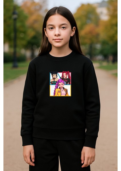 Kpop Demon Hunters Hunterix Zoey Rumi Mira Baskılı 3 Iplik Sweatshirt (4-13 Yaş) - Huntr/x fiyatları