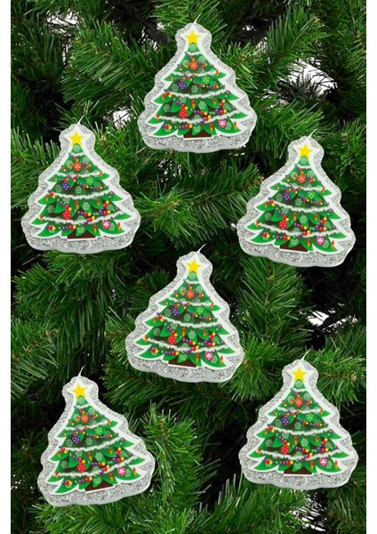 6 Adet Çaç Ağacı Simli Yılbaşı Ağaç Süsü 10 cm modelleri