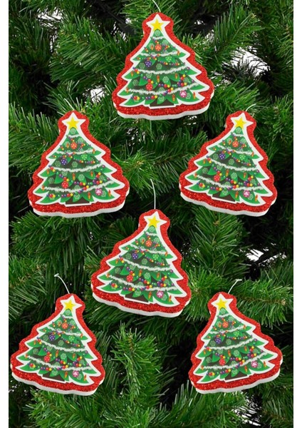 6 Adet Çaç Ağacı Simli Yılbaşı Ağaç Süsü 10 cm fırsatları