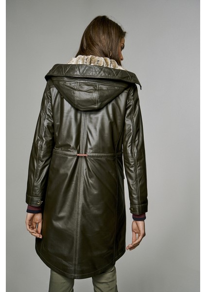 Valentina Kadın Yeşil Kürklü Deri Parka 17WGE544147 indirimleri
