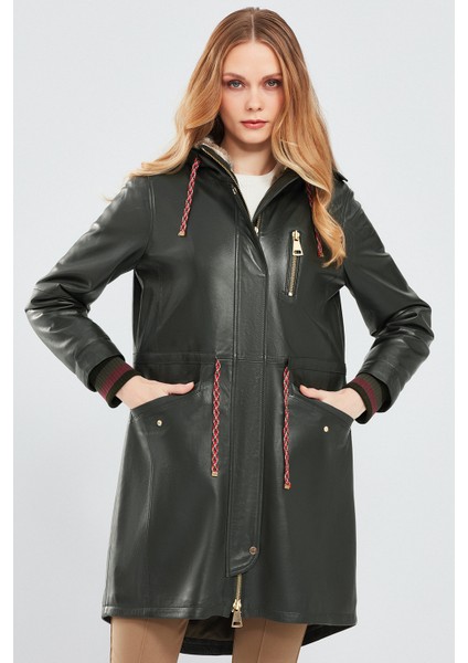 Valentina Kadın Yeşil Kürklü Deri Parka 17WGE544147