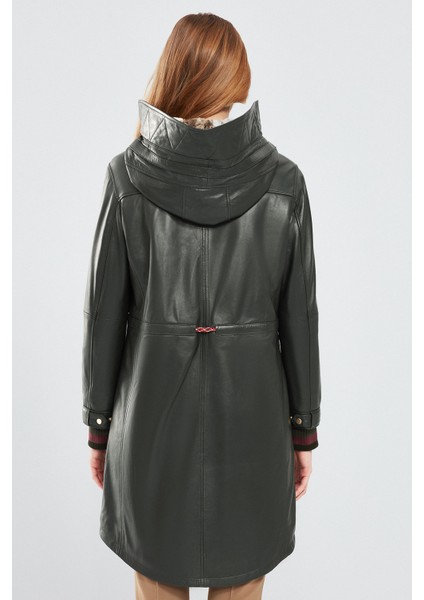 Valentina Kadın Yeşil Kürklü Deri Parka 17WGE544147