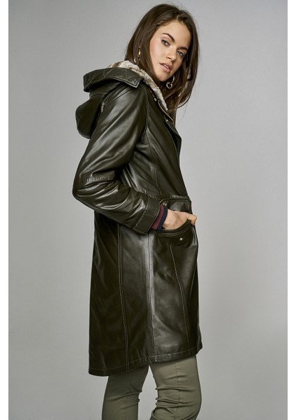 Valentina Kadın Yeşil Kürklü Deri Parka 17WGE544147 fırsatları