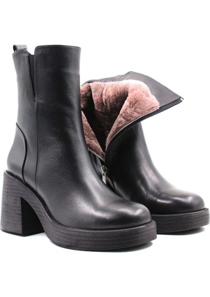 Deri Kürklü Kadın Kalın Topuklu Bot 217KZA0657-03