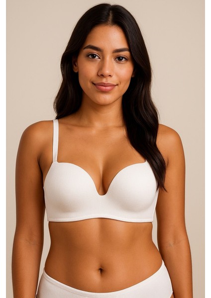 Dolgulu Basic Beyaz Rengi Sütyen – Gün Boyu Konfor ve Kusursuz Görünüm