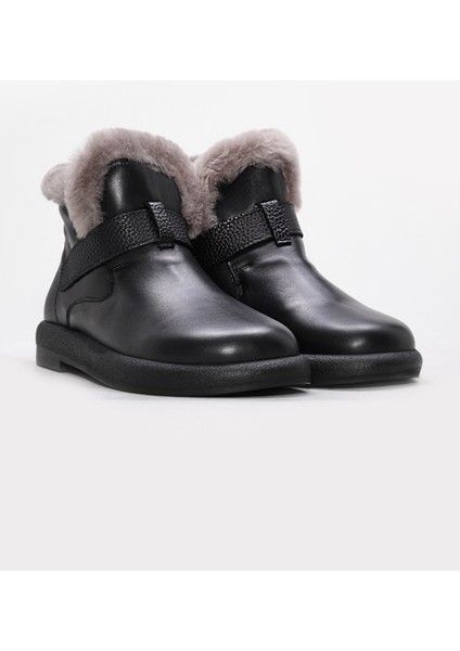 Hakiki Deri Kürklü Kadın Klasik Bot 710KZA2000