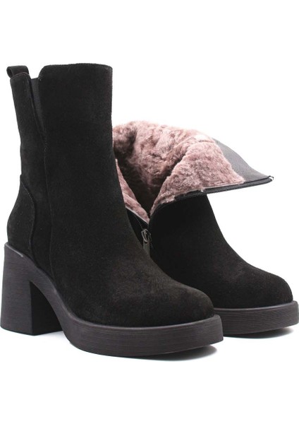 Deri Kürklü Kadın Kalın Topuklu Bot 217KZA0657-03