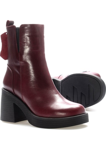 Deri Kürklü Kadın Kalın Topuklu Bot 217KZA0657-03