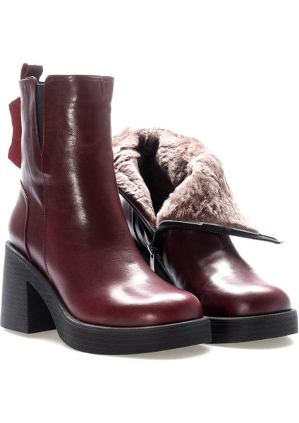Deri Kürklü Kadın Kalın Topuklu Bot 217KZA0657-03