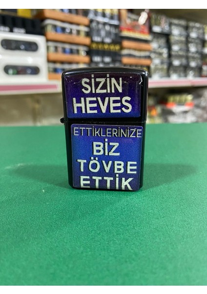 Biz Tövbe Ettik Yazılı Benzinli Çakmak