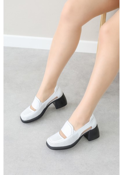 Deri Kadın Kalın Topuklu Ayakkabı 217ZA758-02 indirimleri