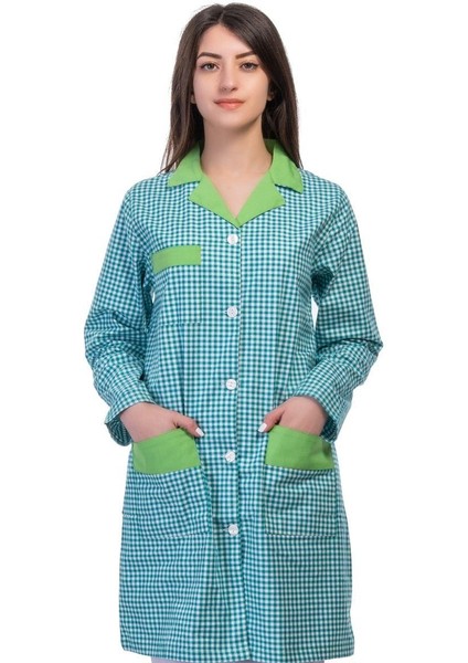 Temizlik Önlük Zefir Yeşil Beyaz Kareli fırsatları