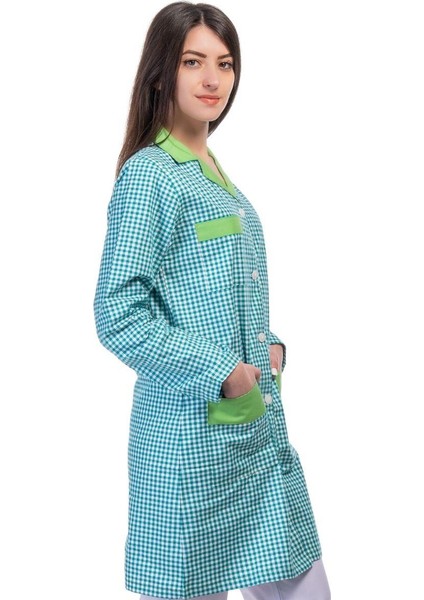 Temizlik Önlük Zefir Yeşil Beyaz Kareli indirimleri