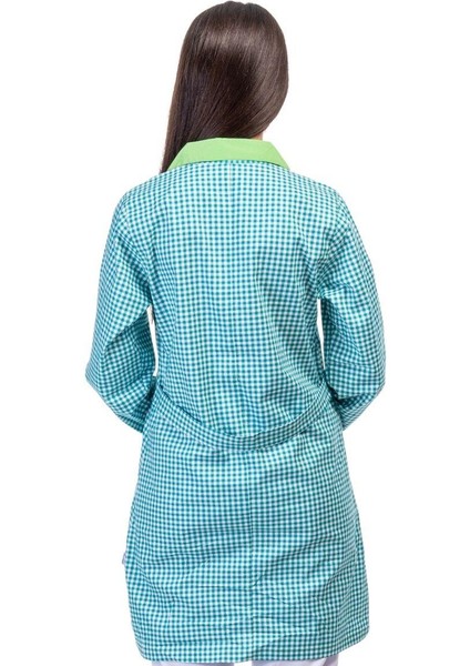 Temizlik Önlük Zefir Yeşil Beyaz Kareli