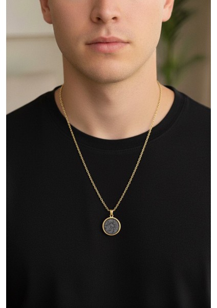 ERKEK GOLD KAPLAMA MİNELİ ANTRASİT YUVARLAK KOLYE 65 CM PMEKL25505 modelleri