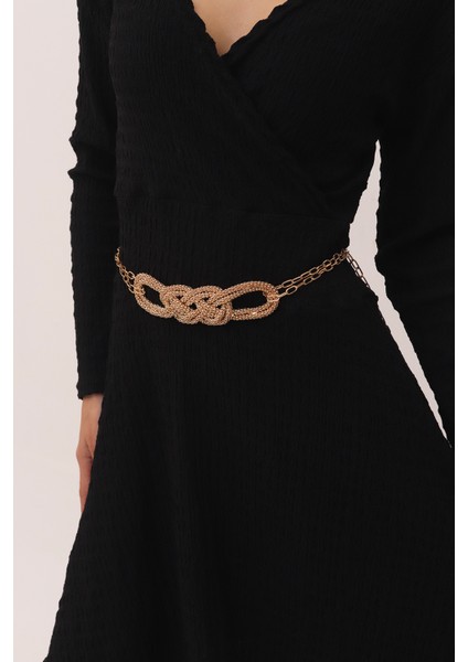 Pınkmark Kadın Hasır Gold Ayarlanabilir Zincir Kemer PMKM25786