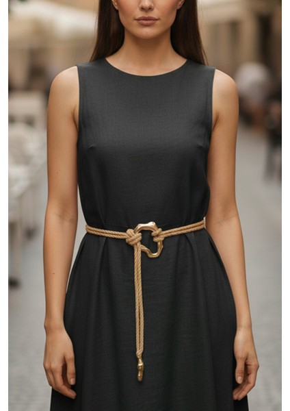 Pınkmark Kadın Gold Oval Ayarlanabilir Hasır Ip Kemer PMKM25785