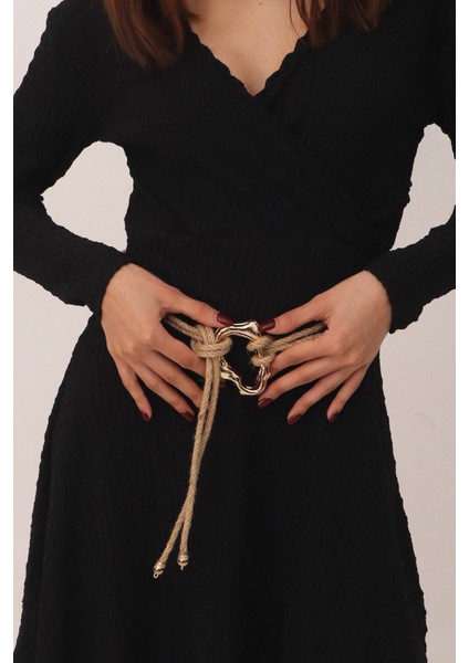 Pınkmark Kadın Gold Oval Ayarlanabilir Hasır Ip Kemer PMKM25785