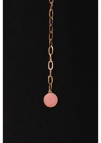 Pınkmark Kadın Gold Pembe Mineli Yuvarlak Ayarlanabilir Zincir Kemer PMKM25794